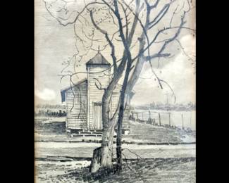 Original Pencil on paper drawing by Rolland Harve Golden, American, Louisiana, 1931-2019 