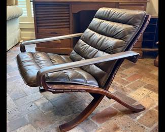 Authentic Ingmar Relling for Westnofa Bentwood Rosewood and Leather Siesta Chair, circa 1960's from Norway