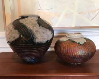 Raku pottery, signed Odell