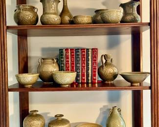 A collection of  Chinese Yaozhou Kiln Pottery, 20th Century, Celadon glaze, incised.