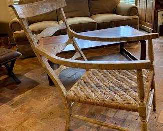 Vintage Rose Tarlow "Tumbleweed" Chair, hand painted finish and seagrass woven seat