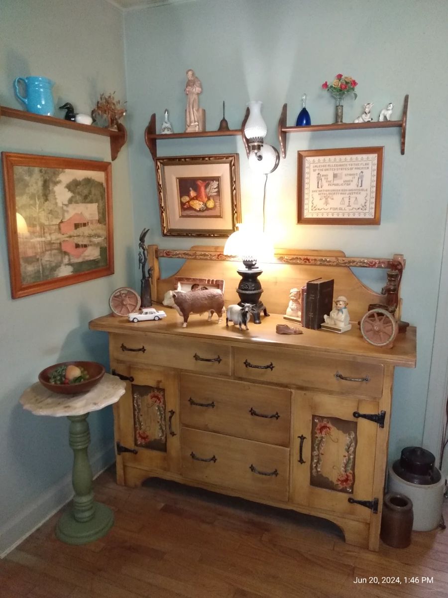 Marble Table Dining Room Cabinet Pottery Crocks Angel Sculpture Horse Ashtray Brier Cattle 