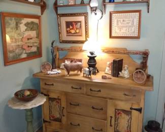 Marble Table Dining Room Cabinet Pottery Crocks Angel Sculpture Horse Ashtray Brier Cattle 