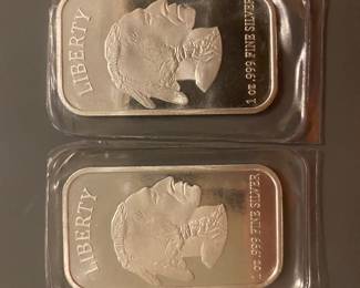 LOT 44
Liberty Buffalo, silver bars x2