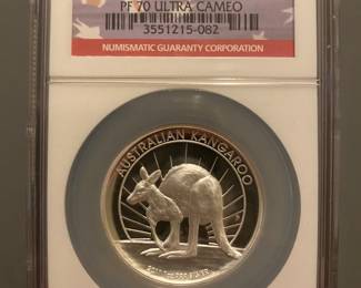 LOT 34
2011 Australia S$1 kangaroo high relief PF70 ultra cameo