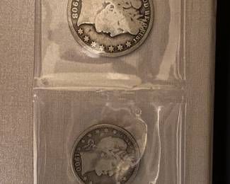 LOT 29
1908 O Barber half, 1900 O barber quarter