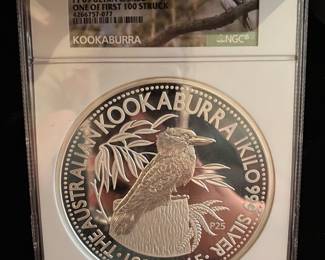 LOT 4
2015P 1 kilo Australian $30 kookaburra 25th anniversary PF69 ultra cameo