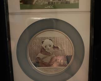 LOT 9
2014 China 5 ounce silver panda PF69 ultra cameo