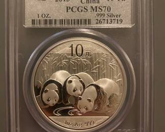 LOT 39
2013 China 10 YN PCGS MS70 1 ounce silver