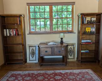 Bookshelves, wooden file cabinet