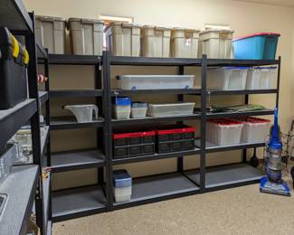 Shelves, bins, tubs, totes, etc