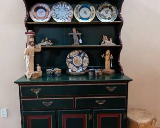 MCM Lammert's Forrest Green China Hutch, several Ben Ortega pieces, Desert Tin Plates Staffordshire Design by Coalport, Taos drum