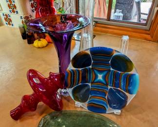 Studio Art Glass pieces, signed