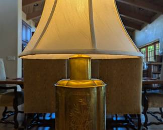 Vintage Hollywood Regency Etched Brass Lamp
