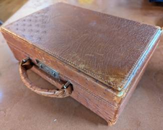 Antique Ostrich Leather Train Jewelry Case