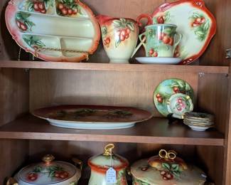 Vintage Set of Hand Painted Serverware with Bing Cherries
