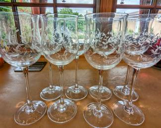 Lenox Crystal Etched Wine Glasses