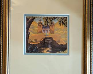 Willard Clark Santuario de Chimayó Woodcut print