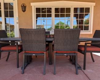 Luxurious outdoor dining table and chairs
