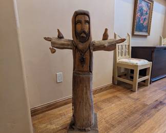 Ben Ortega 3 ft St. Francis Wood Carving