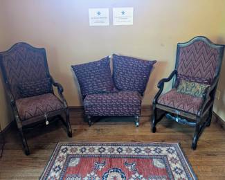 Vintage armchairs, Ottoman and Pillows