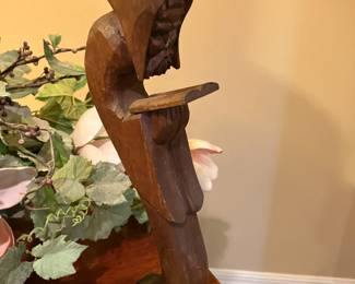 Carved wood monk figure