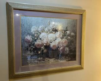 Large framed peonies print