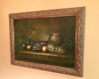 Large framed antique oil painting