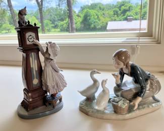 Large Lladro figures, "Bedtime" and Girl w Ducks