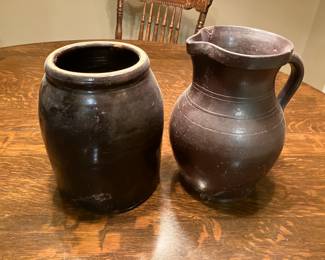 Pottery crock and pitcher