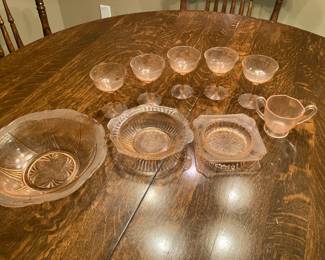 Pink depression glass