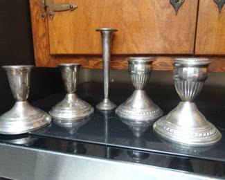 Sterling Candlesticks/Floral Vase