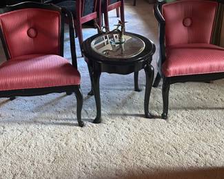 Living room chairs and table 