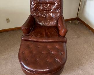 MCM LEATHER CHAIR WITH OTTOMAN 