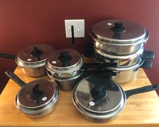 Vintage heavy stainless steel pans from the late 1960s.