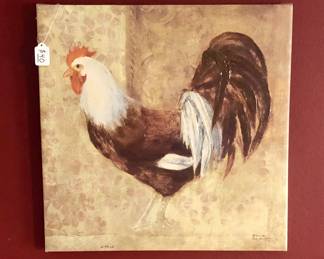 Gosia Gajewska signed and numbered Canvas Rooster Painting.