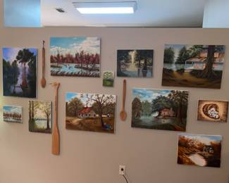 Just some of Ms Flora’s paintings. Look for more framed and unframed examples throughout the house.