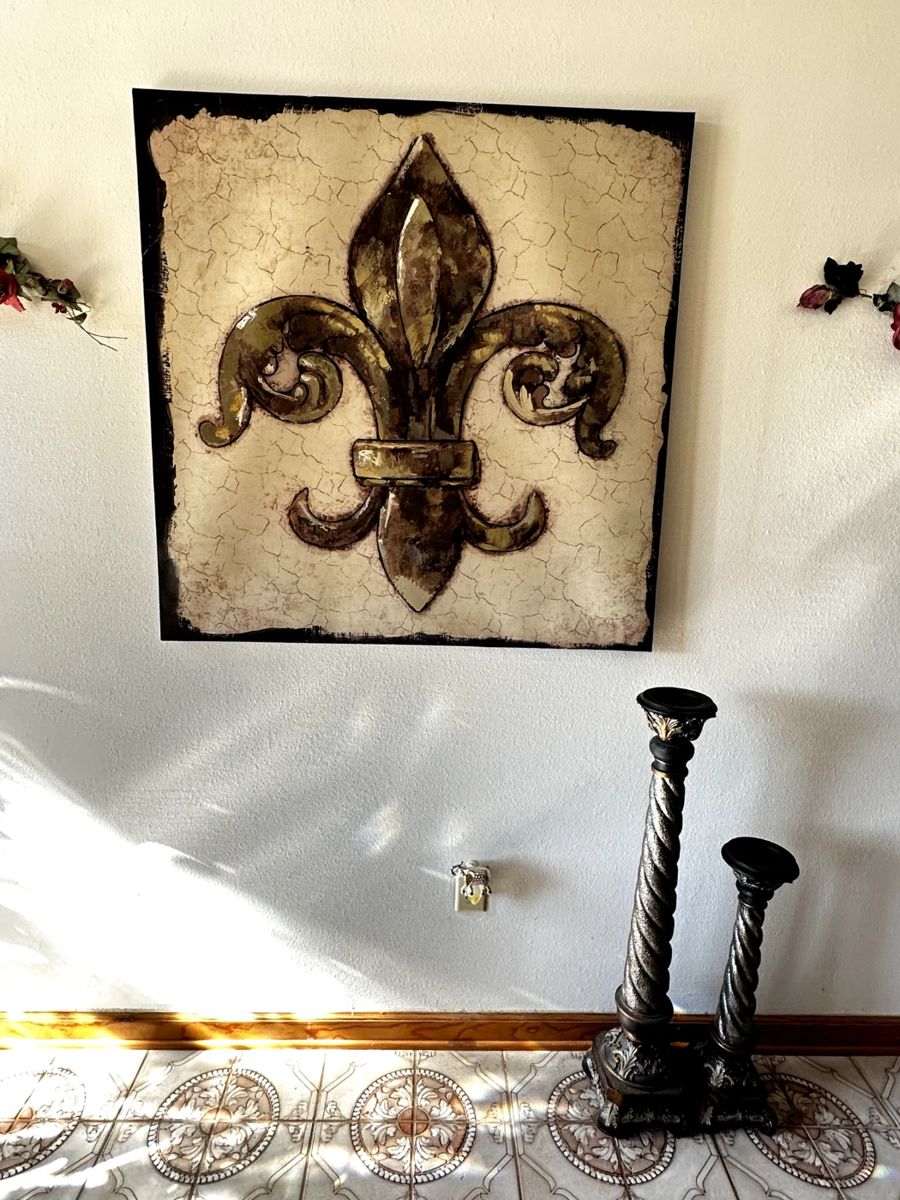 Fleur De Lis Wall Art and Candle Holder Set