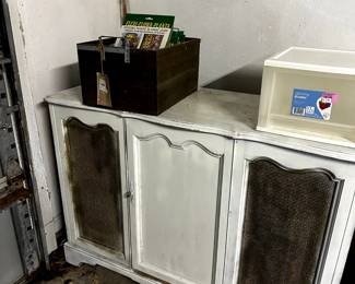 Cabinet and Gardening Items