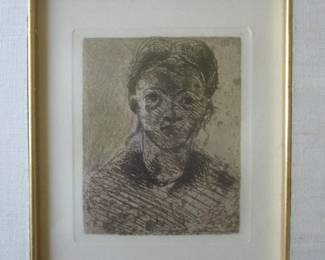 Paul Cezanne Etching " Bust of a Girl"