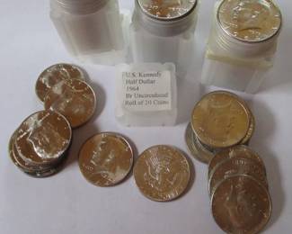 80 Uncirculated U.S. Kennedy Half Dollar Coins "1964P"