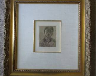 Paul Cezanne Etching " Bust of a Girl"