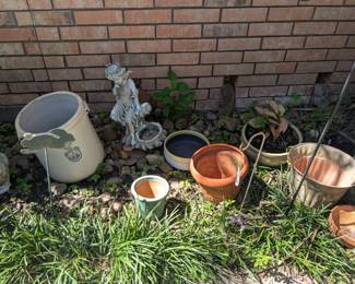 Crock and yard art
