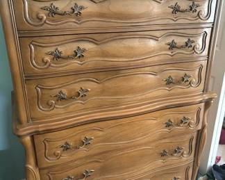 french provincial mape tall boy part of 4 pc queen maple bedroom set.  
