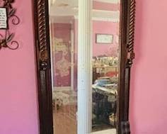 dark mahogany pier mirror w/ marble shelf. 