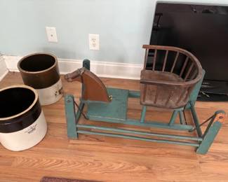 antique child rocking horse