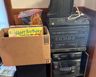 Lots of vintage electronics from stereos to boom boxes to shower radios and more!