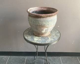 Lot 287 | Vintage Mosaic Top Garden Table & Planter
