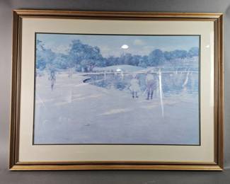 Lot 511 | Vintage Framed Lake & People Print
