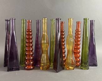 Lot 33 | Colored Glass Bud Vases/Bottles
